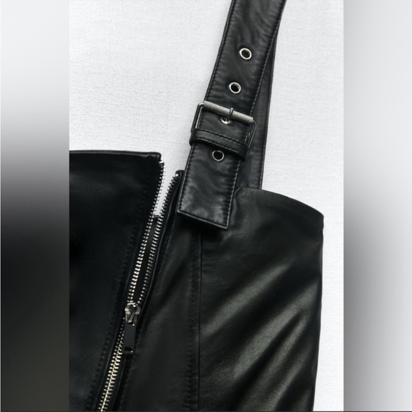 NWT Genuine Leather Zara Biker Dress - Picture 8 of 13